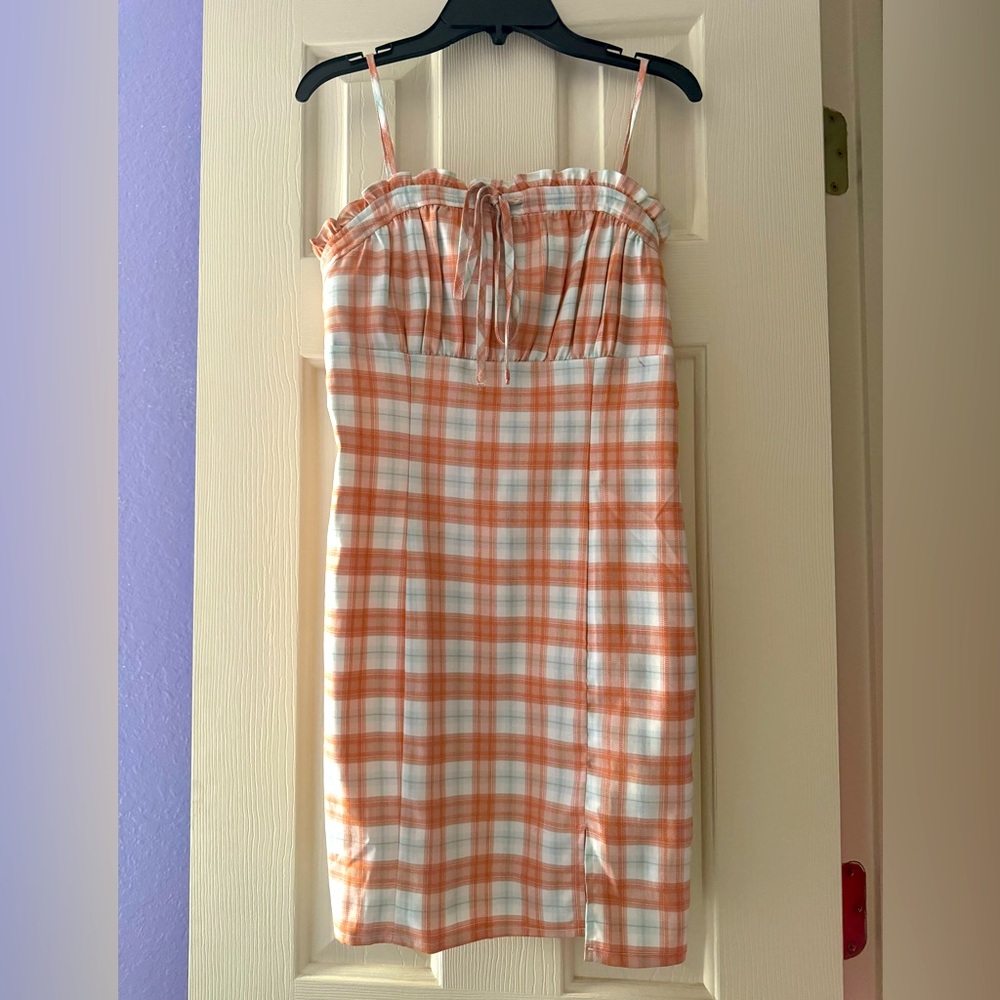 super cute orange plaid dress